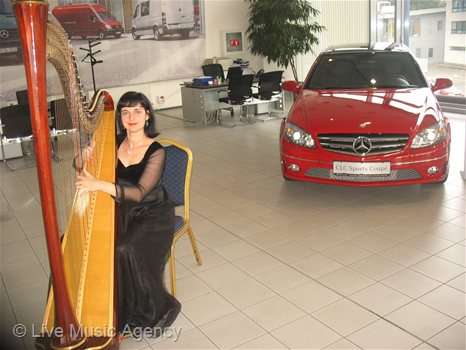Solo harp Official dinner showroom of Mercedes-Benz | photo: livemusicagency.com